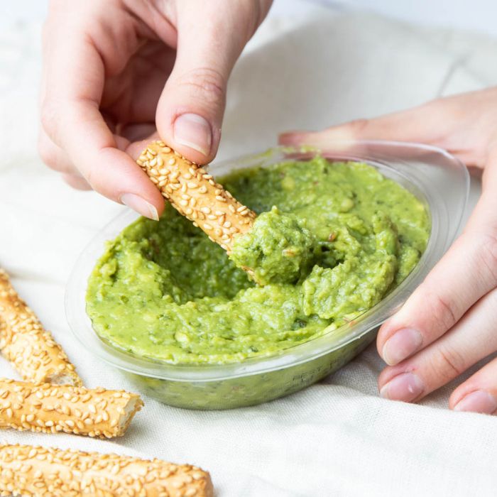 Dipping in avocado